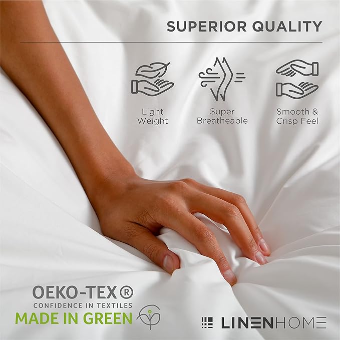 Linen Home 100% Cotton Percale Sheets Full Size, Tera Clay, Deep Pocket, 4 Pieces Set - 1 Flat, 1 Deep Pocket Fitted Sheet and 2 Pillowcases, Crisp Cool and Strong Bed Linen