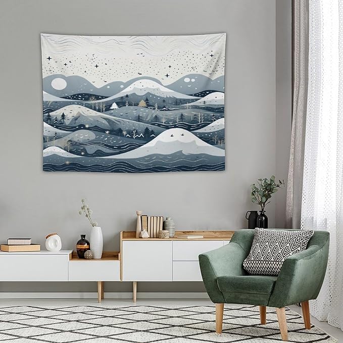 MaSiledy Snow Mountain Scandinavian Winter Tapastry's Wall Hanging Winter Holiday Tapestries for Bedroom Landscape Tapestry for Bedroom Colorful Wall Hanging Aesthetic Wall Art For Room Decor 30"x40"
