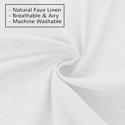 White Sheer Linen Pinch Pleated Sliding Door Curtains, 2x50 Inches Width, Cotton Look Light Filtering Drapes 84 Inches Long, Soft Textured Modern Farmhouse Window Curtain Panels