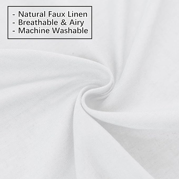 White Sheer Curtains 84 Inches Long, Cotton Linen Textured Light Filtering Drapes, Privacy Living Room Bedroom Window Decor, Rustic Semi-Transparent Pinch Pleat Curtain with Hooks