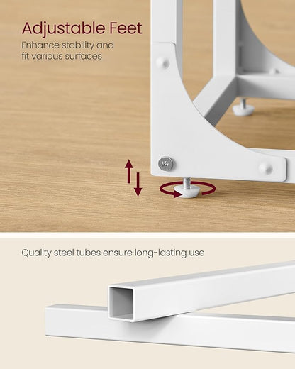 VASAGLE C-Shaped End Table, Small Side Table for Couch, Sofa Table with Metal Frame for Living Room, Bedroom, Bedside, Almond Yellow and Cloud White