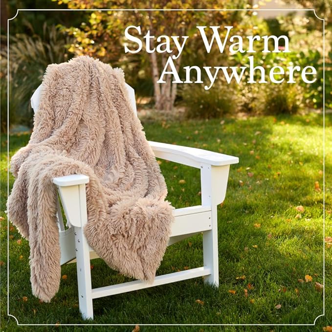The Connecticut Home Co Throw Blanket Soft Fluffy Room Decor, Cozy Warm Throws for Bed, Couch, Gifts for Women, Bedroom Cute Aesthetic Blankets Shag and Sherpa, 65x50, Sage