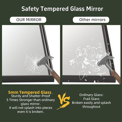 16x24 inch Black Bathroom Mirrors for Over Sink, Small Bathroom Mirror, Rectangle Metal Framed Vanity Wall Mirrors, Anti-Rust, Tempered Glass, Hangs Horizontally or Vertically