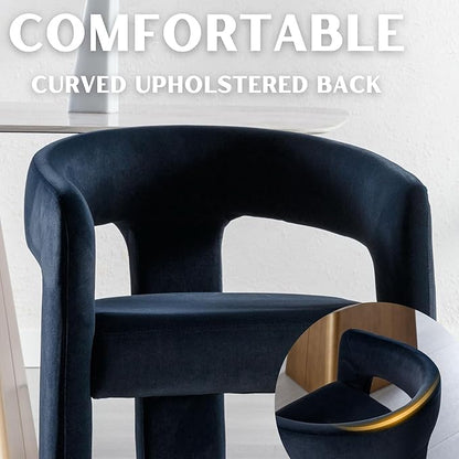 Modern Barrel Dining Chairs Set of 4, Velvet Upholstered Accent Side Chair with Arms Comfy Makeup Vanity Chairs, Dining Living Room Kitchen Chairs, Black
