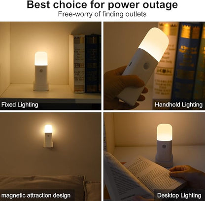 YELKO Motion Sensor Night Light, 2000mAh Rechargeable Night Lights Battery Powered, PortableＤimmable Nightlights with 5 Brightness Levels for Kids,Adults (Warm White 2Pack)
