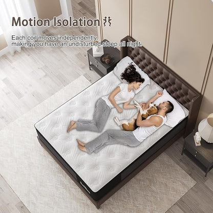 Twin Mattress, 12 Inch Hybrid Mattresses Eurotop with Gel Memory Foam,Motion Isolation Individually Wrapped Pocket Coils Breathable Comfort Soft Pressure Relief 100 Night Trial