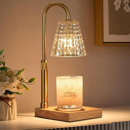Crystal Adjustable Height Candle Warmer Lamp with Timer Dimmer,Birthday Gifts for Women Mom,House Warming Gifts New Home Room Decor,Vintage Wax Warmer for Scented Wax Jar Candles