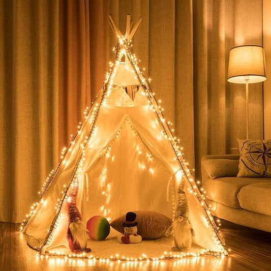 AWQ 500 LED 49ft Christmas Cluster Lights String Lights Decoration for Home Garden Wedding Party Xmas Tree Bedroom Indoor Outdoor Decor (Warm White)