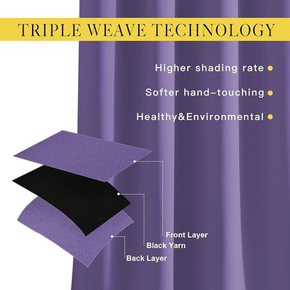 NICETOWN Room Darkening Curtains for Doorway 78" L Lilac Purple, Grommet Light Blocking Window Treatments Blackout Privacy Drapes for Living Room/Kids Room, 2 Panels, W52 x L78