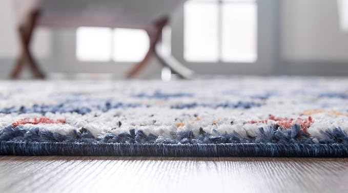 Rugs.com Morocco Collection Rug – 5' x 8' Navy Blue High-Pile Rug Perfect for Living Rooms, Large Dining Rooms, Open Floorplans
