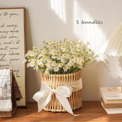 Small White Daisy Flowers Artificial,2 Bouquet/12Pcs 10 Inch Fake Daisies,Spring Wild Flower for Party Decor (Vase Not Inclouded)