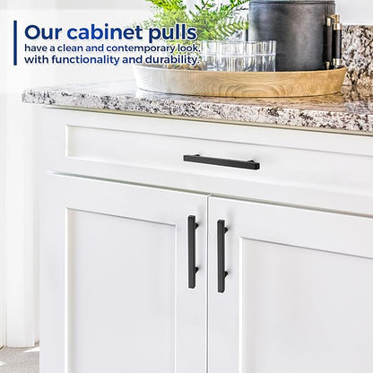 JOY DECOR 60 Pack 3-3/4 Inch Matte Black Square Cabinet Handles Stainless Steel Cabinet Hardware Pulls for Kitchen and Drawers with 6 Inch Overall Length