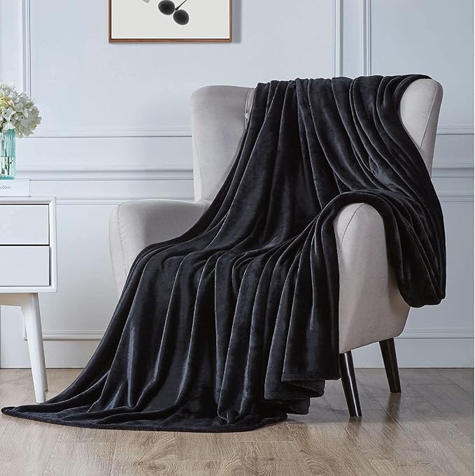 Walensee Fleece Blanket Plush Throw Fuzzy Lightweight (California King Size 108x102black) Super Soft Microfiber Cal King Size Flannel Blankets for Couch, Bed, Sofa Warm and Cozy for All Seasons