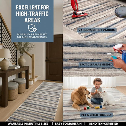 RUG BRANCH Havana 8' x 11' (7'9" X 10'8") Scandinavian Indoor Area Rug, Contemporary, Blue Brown - Living Room, Bedroom, Dining Room, and Kitchen