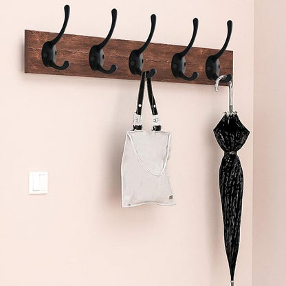 IBosins 32 Pack Black Coat Hooks Wall Mounted with 64 Screws Retro Double Hooks Utility Black Hooks for Coat, Scarf, Bag, Towel, Key, Cap, Cup, Hat
