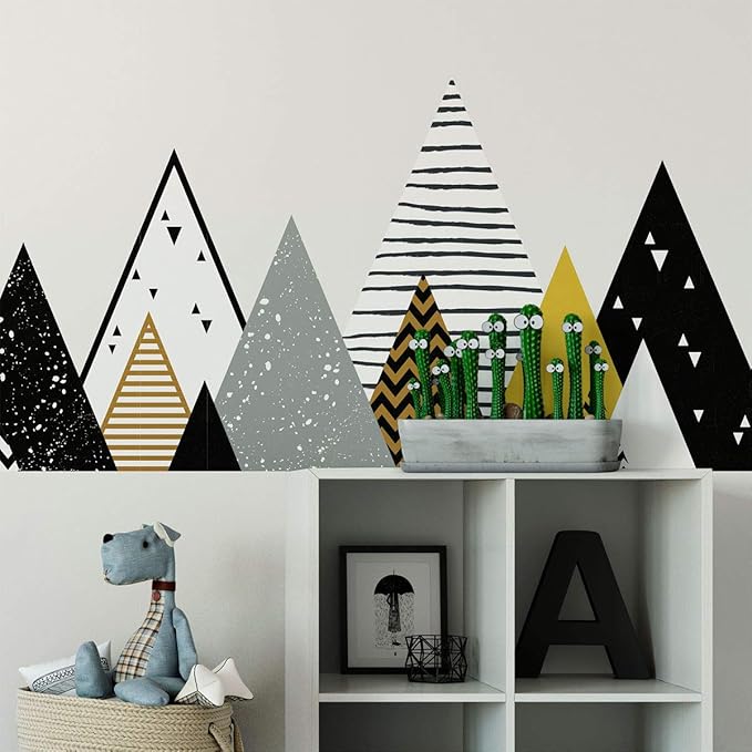 Ambiance Stickers Scandinavian Chapka Mountains Wall Decals, DIY Home Decor, Peel and Stick Removable Stickers, Waterproof and Self Adhesive Wall Art - H45 x L180 CM