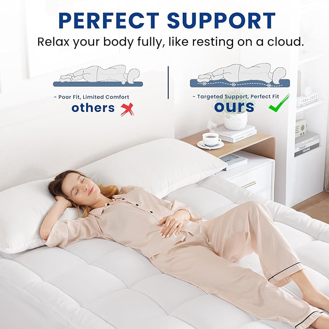 King Mattress Topper, Extra Thick Pillowtop, Cooling and Plush Mattress Pad Cover for Back Pain,Soft Mattress Protector Cover with 8-21 Inch Deep Pocket(78''x80'')