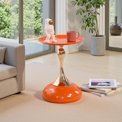 Sleek Hourglass Side Table - Stylish Modern Design Perfect for Living Rooms, Cafes, Dining Areas, Bedrooms, and Outdoors - Chic Decorative Accent (1, Hermes Orange)
