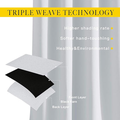 NICETOWN Room Darkening Curtains for Living Room - Easy Care Solid Thermal Insulated Grommet Curtains/Drapes for Bedroom (2 Panels, 66 by 90, Greyish White)