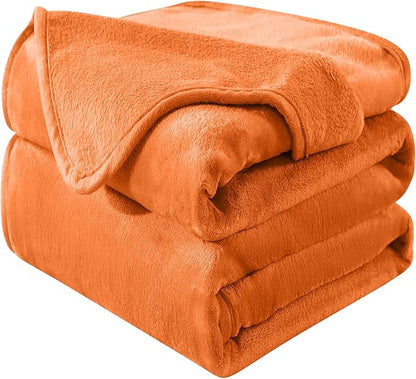 Soft King Size Blanket for All Season Warm Fuzzy Microplush Lightweight Thermal Fleece Summer Autumn Fall Winter Spring Blankets for King Calking Bed Couch Sofa,90x108 Inches,Orange