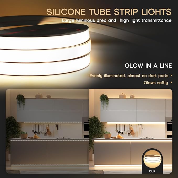 LED Strip Lights Neutral White 4000K,32.8ft 110-120V Neon Rope Lights,Flexible Silicone Outdoor Waterproof Neon Strip Lights for Bedroom,Mirror,Kitchen Cabinet, Living Room,Halloween Decor