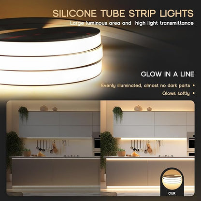 LED Strip Lights Neutral White 4000K,32.8ft 110-120V Neon Rope Lights,Flexible Silicone Outdoor Waterproof Neon Strip Lights for Bedroom,Mirror,Kitchen Cabinet, Living Room,Halloween Decor