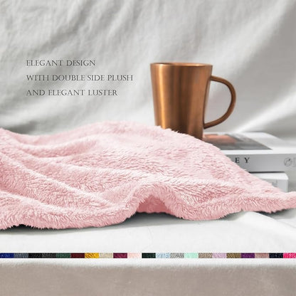 Exclusivo Mezcla Plush Fuzzy Fleece Bed Blanket King Size, Super Soft, Fluffy and Warm Blankets, Suitable for All Seasons (Light Pink, 90x104 Inches)