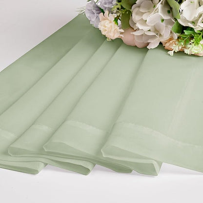 OWENIE Sheer Curtains 72 Inches Long 2 Panels Set, Light Filtering Sheer Curtain Rod Pocket Clear Drapes for Living Room Bedroom Window Sliding Door, Each 42 x 72 Inch, Light Green