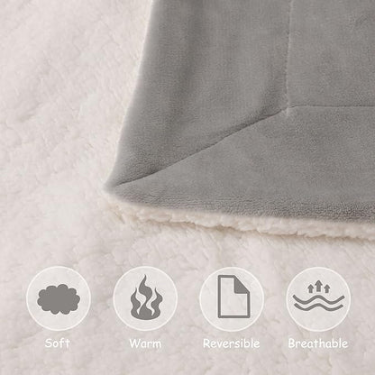 NANPIPER Baby Sherpa Blanket,Warm Toddler Throw Blanket,Soft Newborn Fleece Blanket for Winter (Light Grey,30x40 inches)