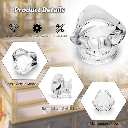 MroMax Tiny Pull Handle Triangle Acrylic Mini Knob 19mm Diameter Small Size Clear Shiny Knob Cute Decoration for Jewelry Box, Gift Case and Makeup Box 2Pcs