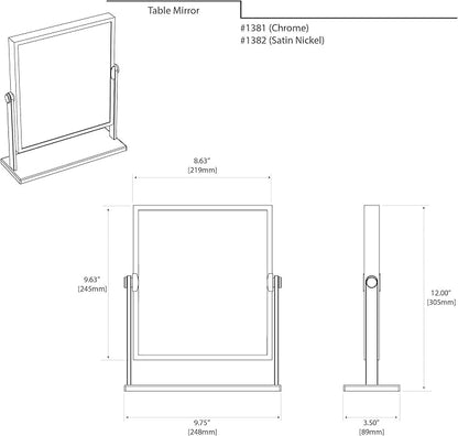 Gatco 1381 Elegant Table Mirror, Chrome