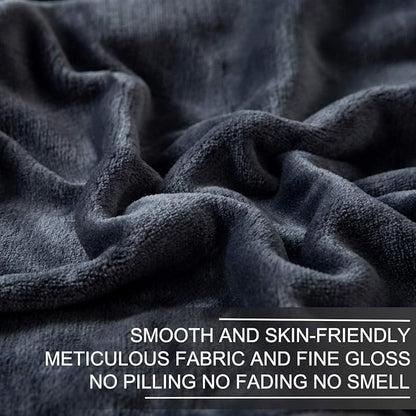Fleece Blanket Queen Size for All Season 350GSM - Premium Lightweight Anti-Static Throw for Queen/Full Size Bed Extra Soft Brush Fabric Warm Sofa Thermal Blanket 90" x 90"(Dark Gray Queen)