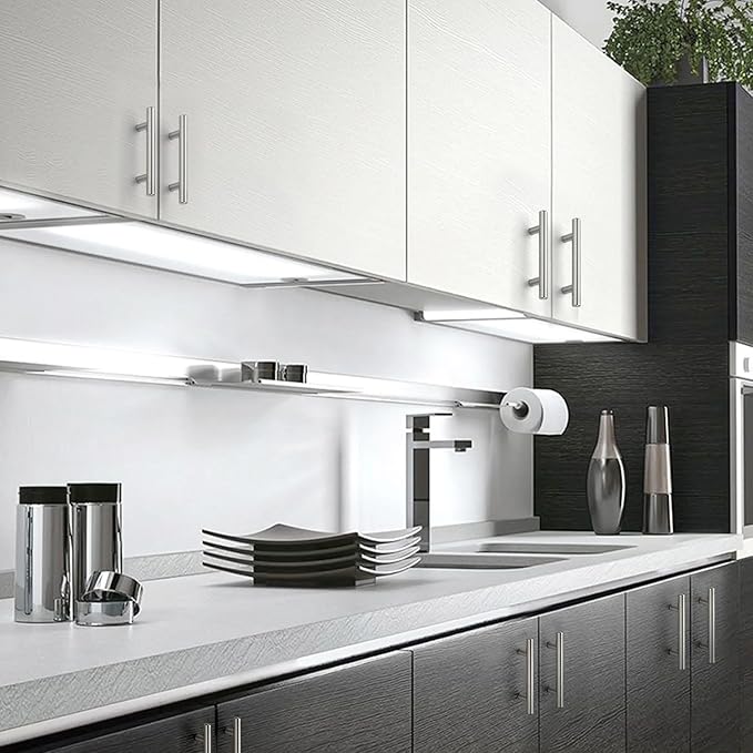 JOY DECOR 60 Pack 5 Inch Cabinet Pulls Kitchen Cabinet Handles with 3 Inch Hole Center Brushed Nickel Cabinet Hardware Stainless Steel Kitchen Drawer Pulls for Cabinets Cupboard, 76mm Hole Centers