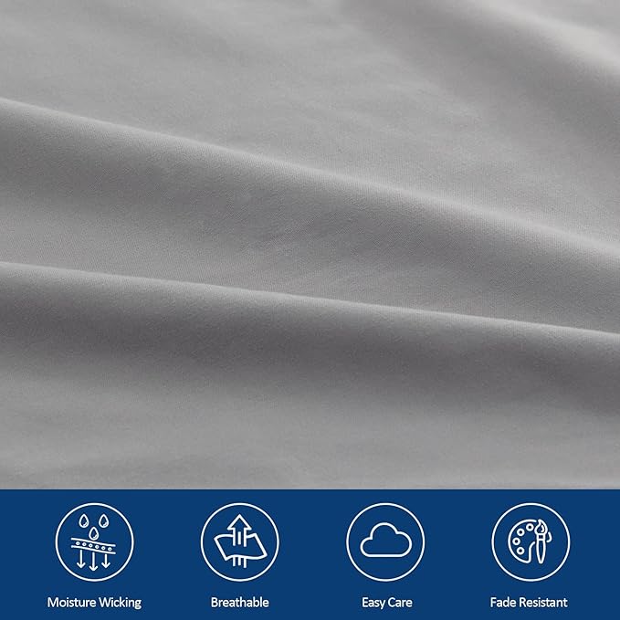 Moonsea Twin XL Sheet Sets - Extra Deep Pocket 3-Piece Twin XL Sheets - Twin Extra Long Sheet Set with Side Pocket - Easily Fits Extra Deep 16 in to 24 in Pillow Top (Grey)