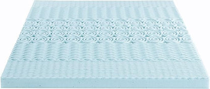 Mellow 4 Inch 5-Zone Memory Foam Mattress Topper, Cooling Gel Infusion, Dorm Essentials, Short Queen Blue
