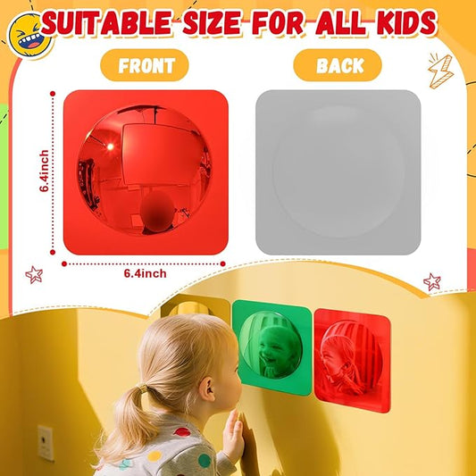 Geiserailie 3 Pcs Christmas Sensory Wall Mirror Acrylic Bubble Mirror Toys for Classroom Calming Corner Items - Sensory Room Have Visual, Tactile Stimulation (6 x 6 Inch,Red,Yellow,Green)