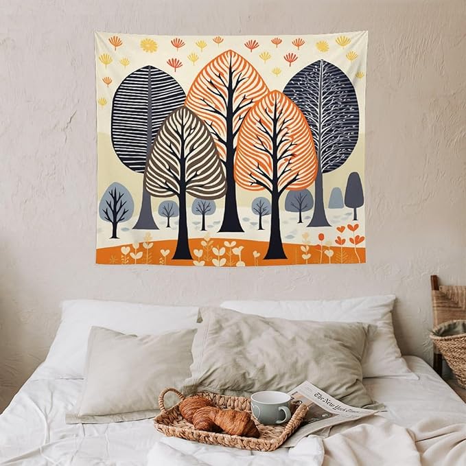 MaSiledy Shabby Chic Trees Tapastry's Wall Hanging Autumn Nature Forest Tapestries for Bedroom Landscape Tapestry Wall Hanging for Living Room Dorm 50"x60" Xmas Wall Hanging Polyester Tapestries
