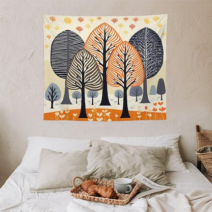 MaSiledy Shabby Chic Trees Tapastry's Wall Hanging Autumn Nature Forest Tapestries for Bedroom Landscape Tapestry Wall Hanging for Living Room Dorm 50"x60" Xmas Wall Hanging Polyester Tapestries