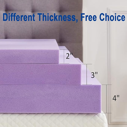 SINWEEK 4 Inch Gel Memory Foam Mattress Topper Ventilated Soft Pressure Relieve Mattress Pad, Breathable Bed Topper, CertiPUR-US Certified, Queen Size