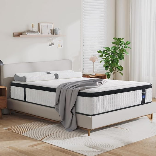 Inofia 12 Inch Twin XL Mattress in A Box, Memory Foam Ergonomic Pillow Included, Medium Firm Feels, Low Motion Transfer, Full Body Support and Release for All Sleeper