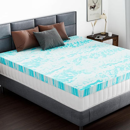 DUMOS Mattress Topper 3-Inch Gel Memory Foam Mattress Topper Twin XL, Soft Mattress Pads for Sleeper Sofa, RV, Camper, CertiPUR-US CertifiedBlue