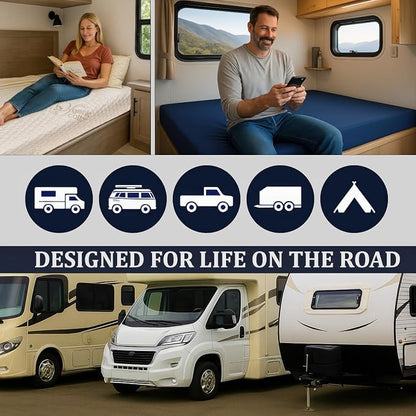 Foamma 7” x 30” x 80” Camper/RV Travel High-Density Bunk Mattress Foam Replacement, Made in USA, Comfortable, Travel Trailer, CertiPUR-US Certified, Cover Not Included