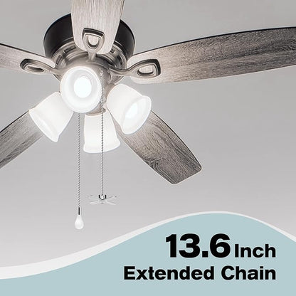 Ceiling Fan Pull Chains With Decorative, 2 Pieces Of Silver Ceiling Fan Chain Extenders 13.6 Inches Fit All Standard Ceiling Fans And Light Fixtures，Pull Chain Extension With Connector.