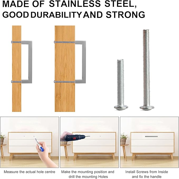 Cabinet Pulls Brushed Nickel Cabinet Handles Square Drawer Pulls, 20 Pack 6-1/4 Inch Stainless Steel Kitchen Door Cupboard Cabinet Handles, Cabinet Hardware Drawer Handles, 160mm Hole Centers