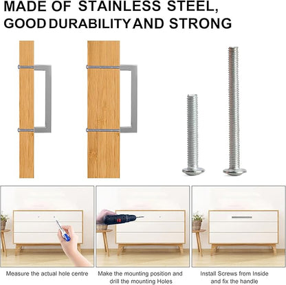 Cabinet Pulls Brushed Nickel Cabinet Handles Square Drawer Pulls, 20 Pack 3 Inch Stainless Steel Kitchen Door Cupboard Cabinet Handles, Cabinet Hardware Drawer Handles, 76mm Hole Centers
