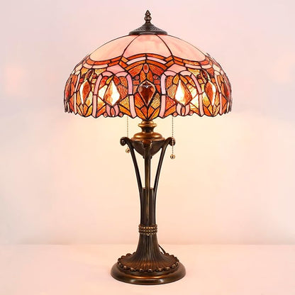 Tiffany Table Lamp Pink Jewelry Stained Glass Desk Lamp 16X16X24 Inches Reading Light