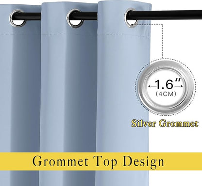 NICETOWN Room Darkening Extra Long Curtains - Home Fashion Ring Top Thermal Insulated Weighted Large Window Treatment Drapes for Nursery (W80 x L108, Vintage Blue, Set of 2)