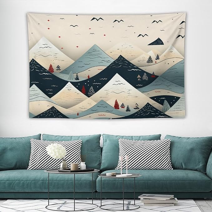 MaSiledy Tapestry Wall Hanging Snow Mountain Scandinavian Winter Tapestry Merry Christmas Winter Xmas Tapestry for Bedroom Aesthetic Wall Hanging Decor Tapestry for Bedroom Aesthetic Alt Room 40"x60"