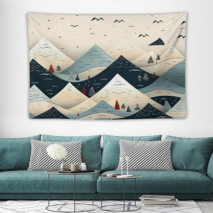 MaSiledy Tapestry Wall Hanging Snow Mountain Scandinavian Winter Tapestry Merry Christmas Winter Xmas Tapestry for Bedroom Aesthetic Wall Hanging Decor Tapestry for Bedroom Aesthetic Alt Room 40"x60"