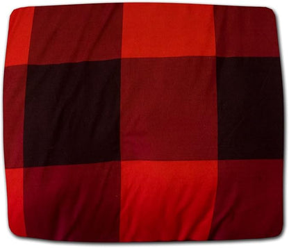 7 Piece Comforter Set Bag Solid Color All Season Soft Down Alternative Blanket & Luxurious Microfiber Bed Sheets, King, Buffalo Plaid Burgundy/Black